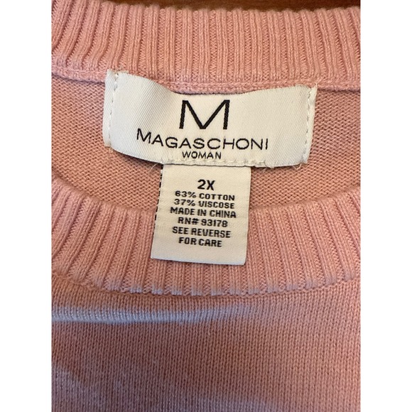 Magaschoni‎ Crew Neck Pink Ombre Knit Sweater XXL 2X Long Sleeve Pullover - Picture 4 of 7